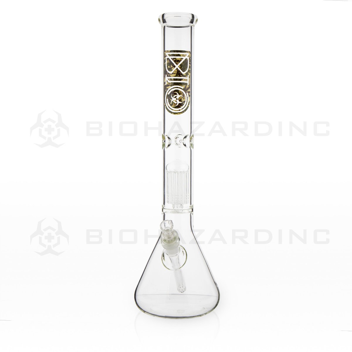 BIO Glass Single Chamber Beaker | 18" 50mm x 5mm 10 Arm Tree Perc Water Pipe | Camo