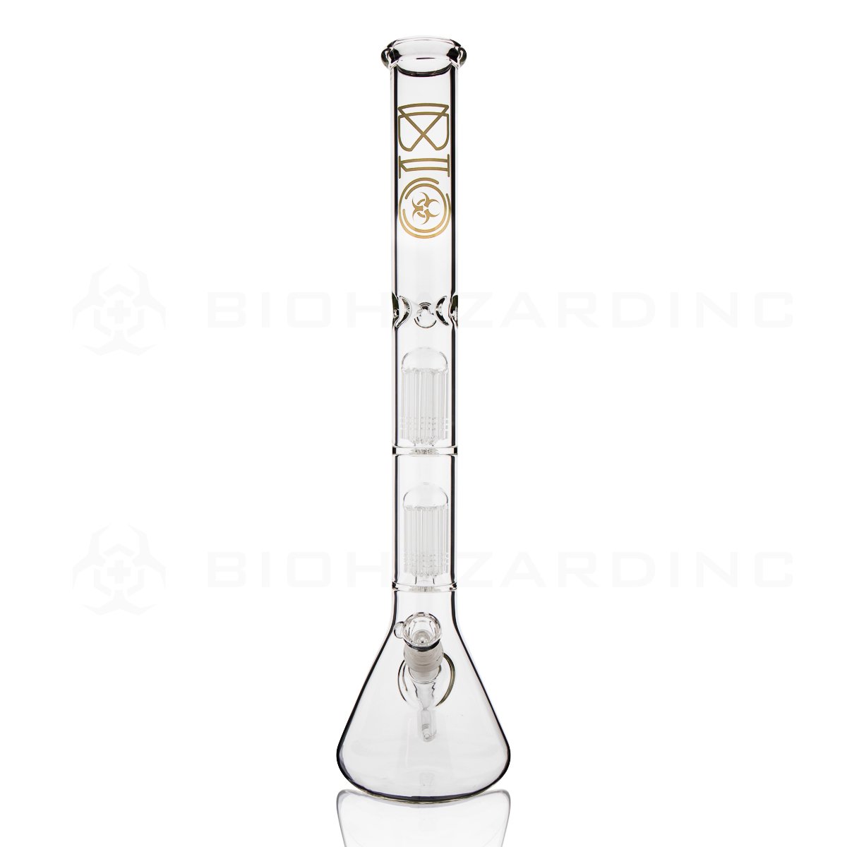 BIO Glass | 22" 50mm x 5mm Double Tree Beaker Water Pipe | Gold