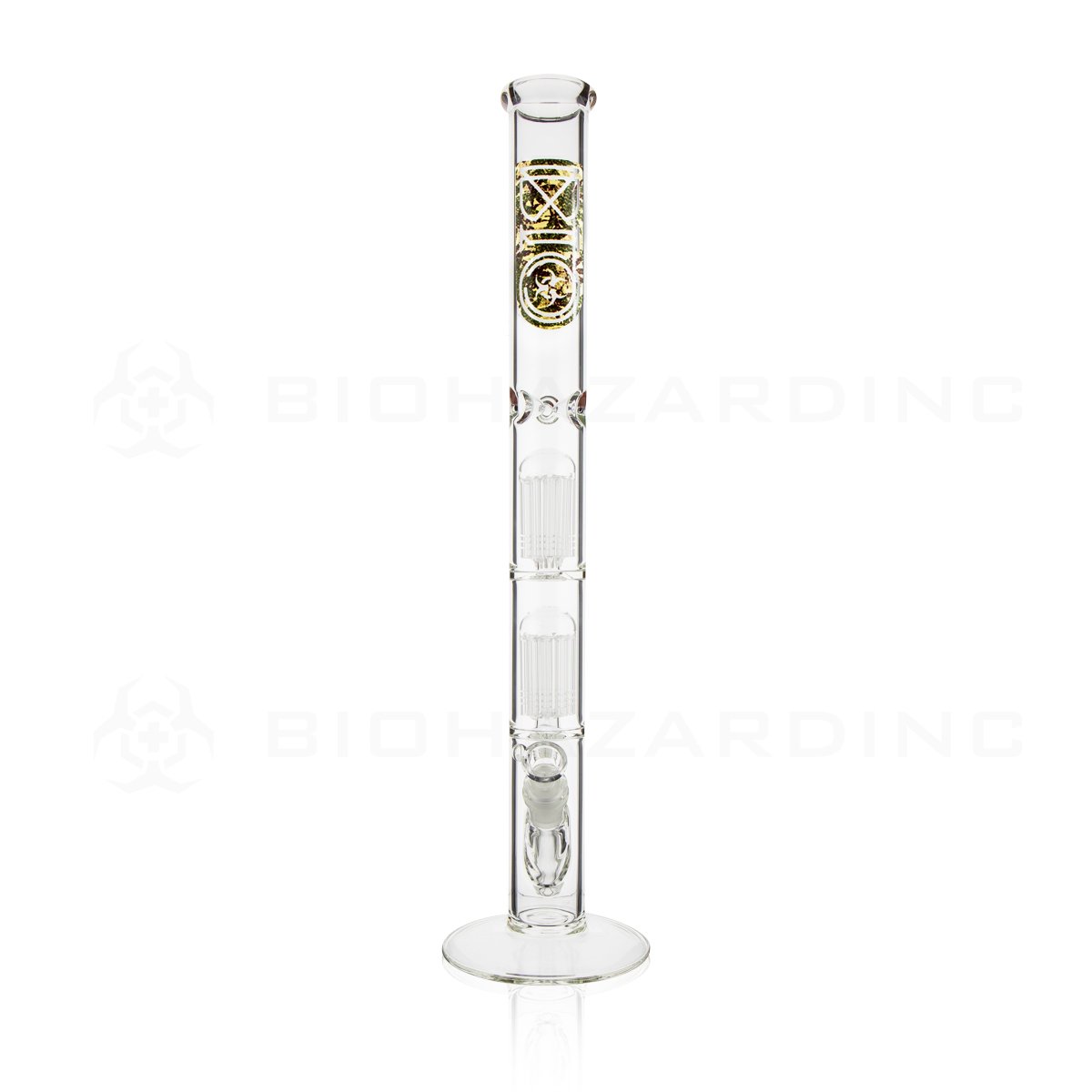 BIO Glass Double Chamber Straight | 22" 50mm x 5mm 10 Arm Tree Perc Water Pipe | Camo