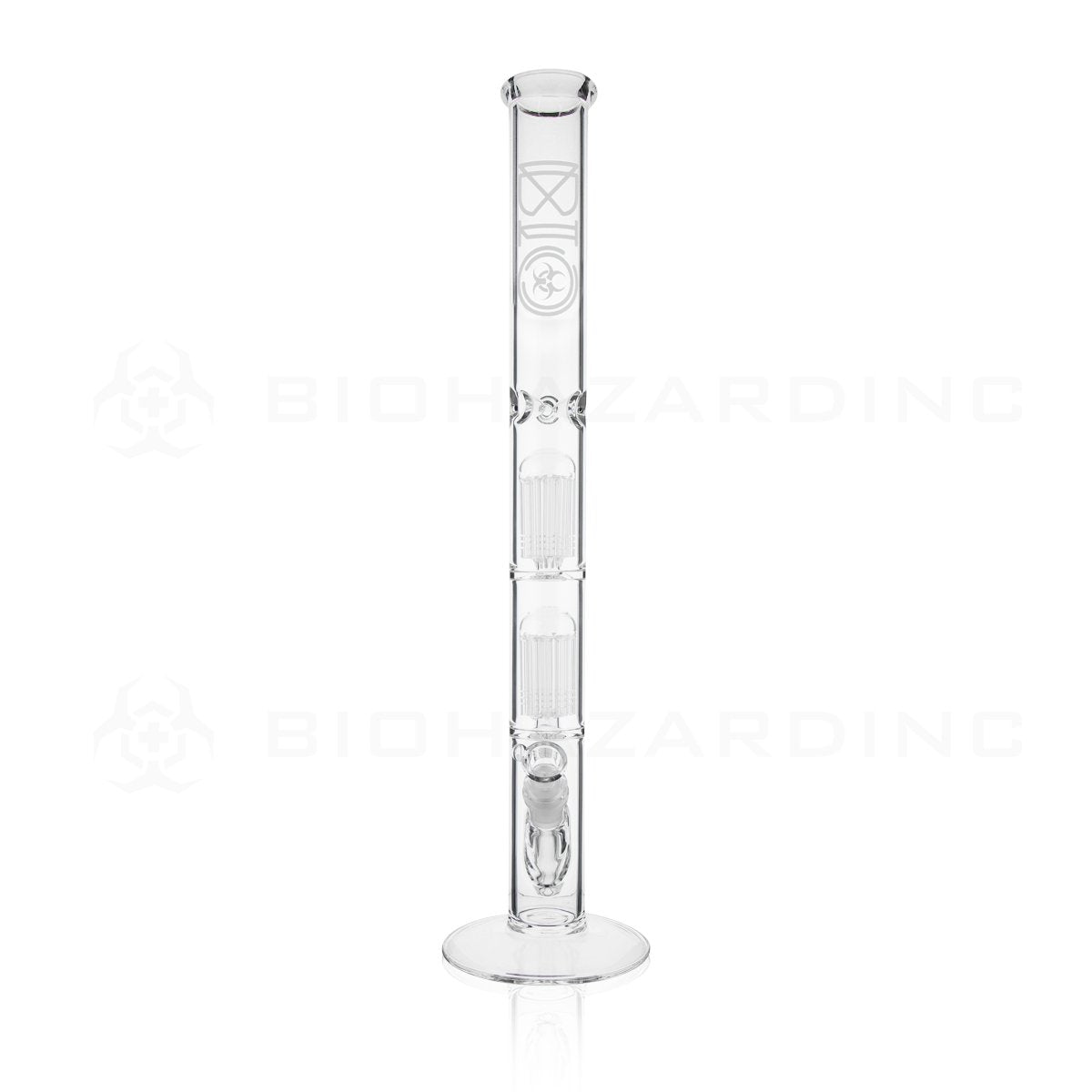 BIO Glass Double Chamber Straight | 22" 50mm x 5mm 10 Arm Tree Perc Water Pipe | White