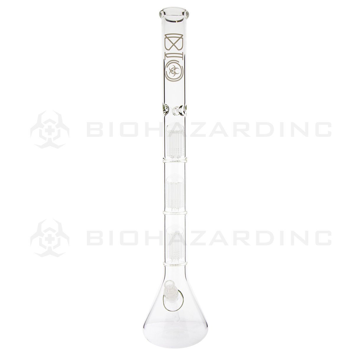 BIO Glass Triple Chamber Beaker | 26" 50mm x 5mm 8 Arm Tree Perc Water Pipe | White