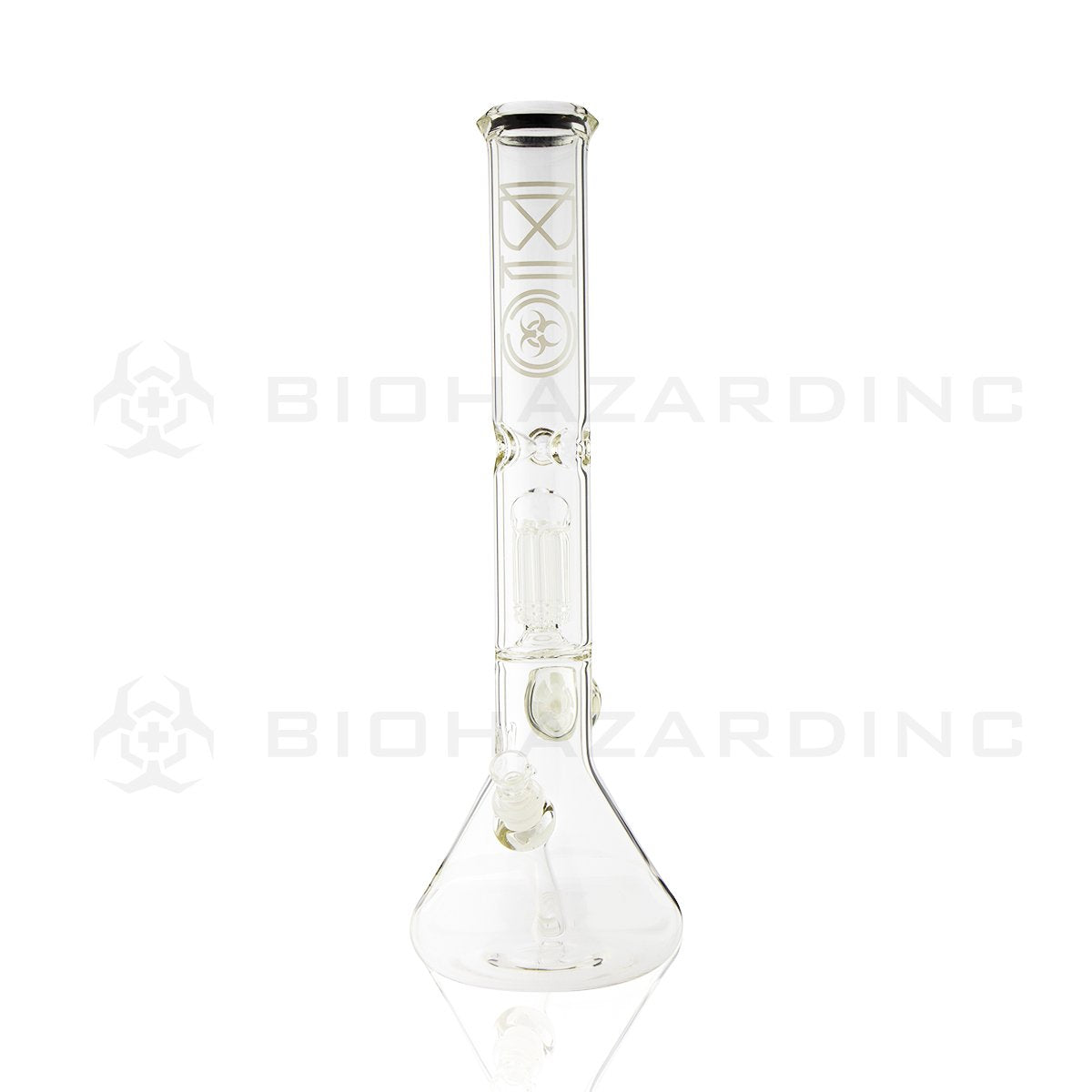 BIO Glass Flower Marble | 18" 50mm x 5mm 8 Arm Tree Perc Beaker Water Pipe | White