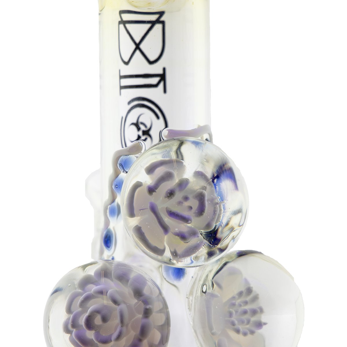 BIO Glass Illuminati | 9" Three Flower Marbles Bubble Water Pipe | White