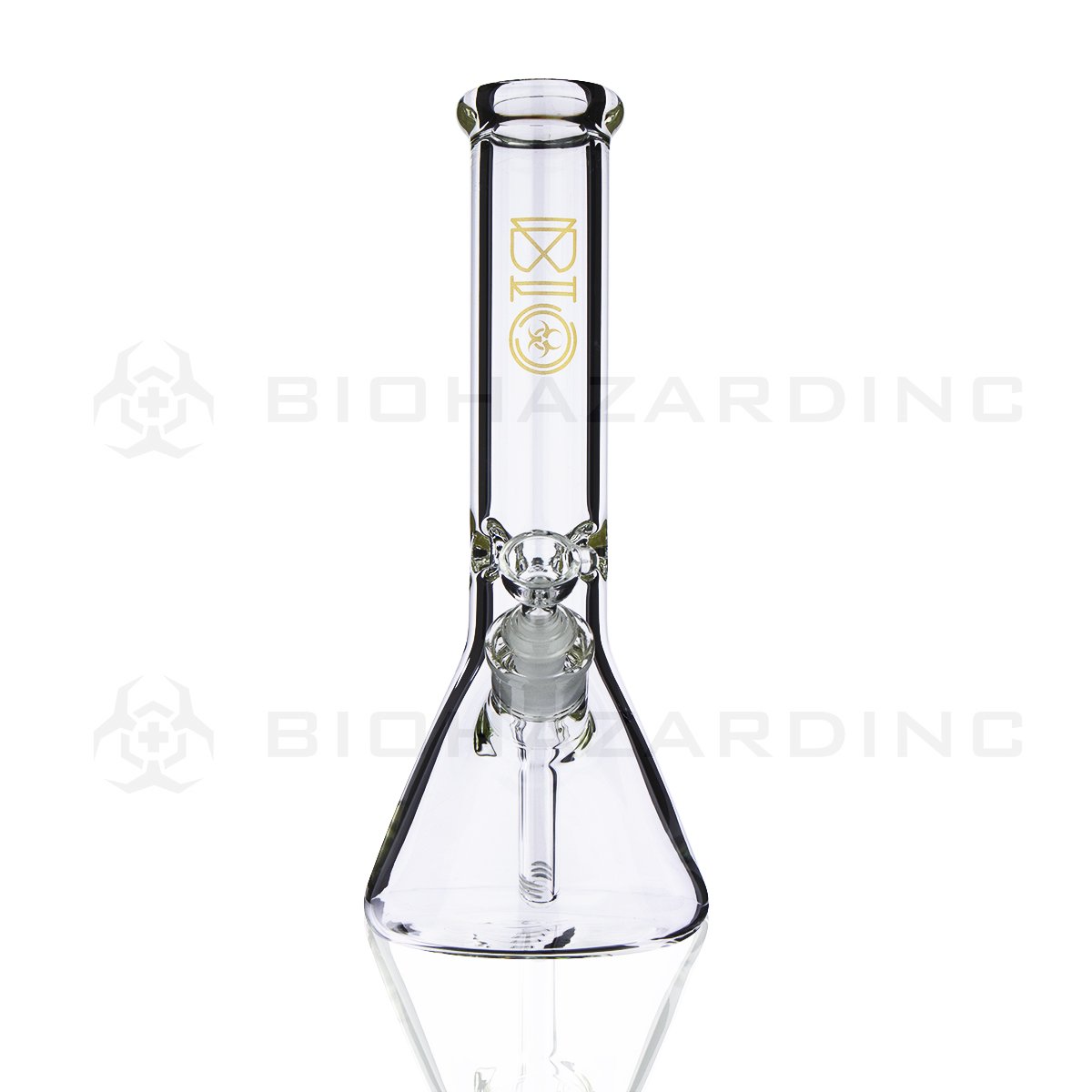 BIO Glass Beaker | 12" 50mm x 7mm Classic Water Pipe | Gold