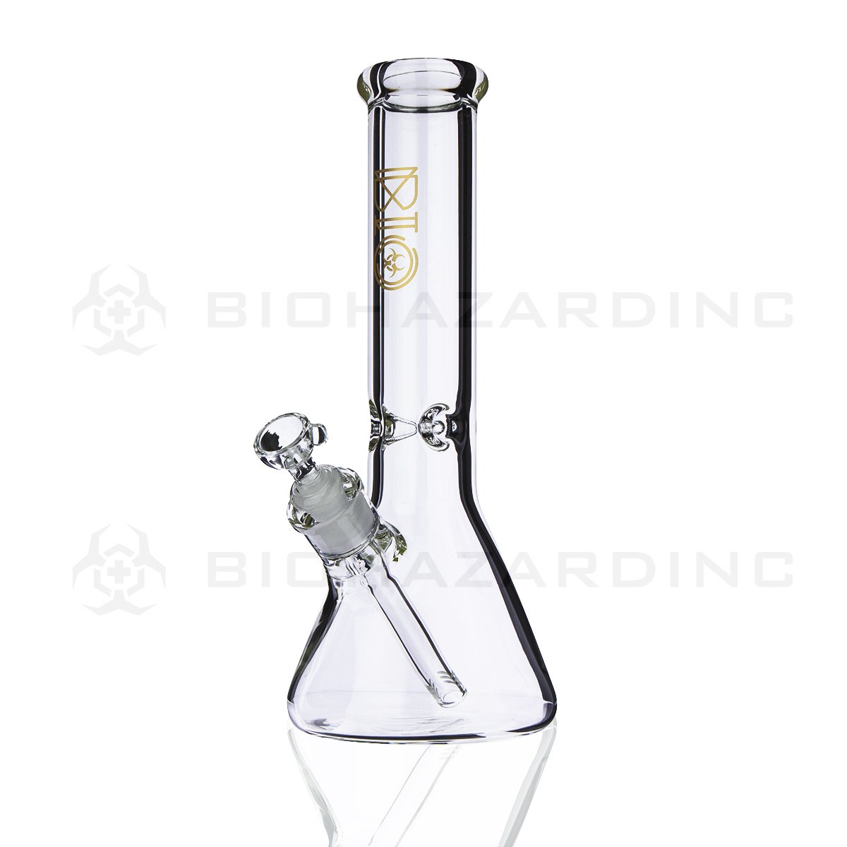 BIO Glass Beaker | 12" 50mm x 7mm Classic Water Pipe | Gold