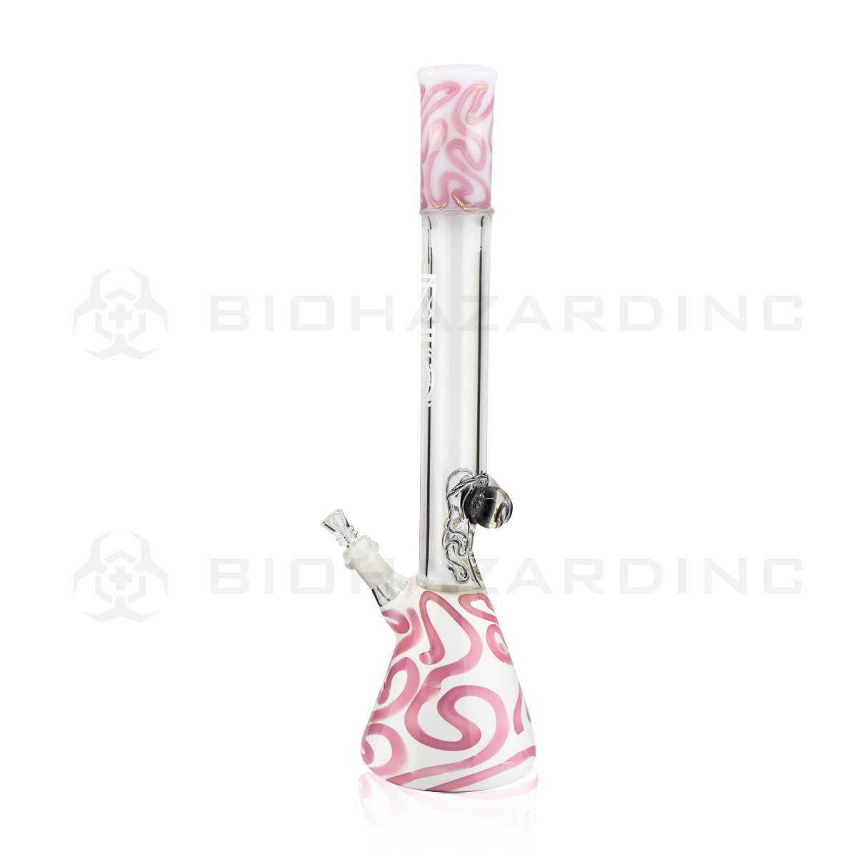 BIO Glass Beaker | 20" 42mm x 9mm Flower Marble Fumed Water Pipe | Pink & White