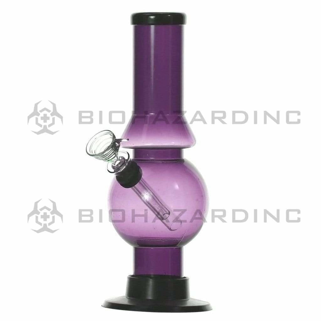 Biohazard Inc Acrylic Bong Acrylic Water Pipe 1.5"x8" w/ Glass Pull Bowl Slide