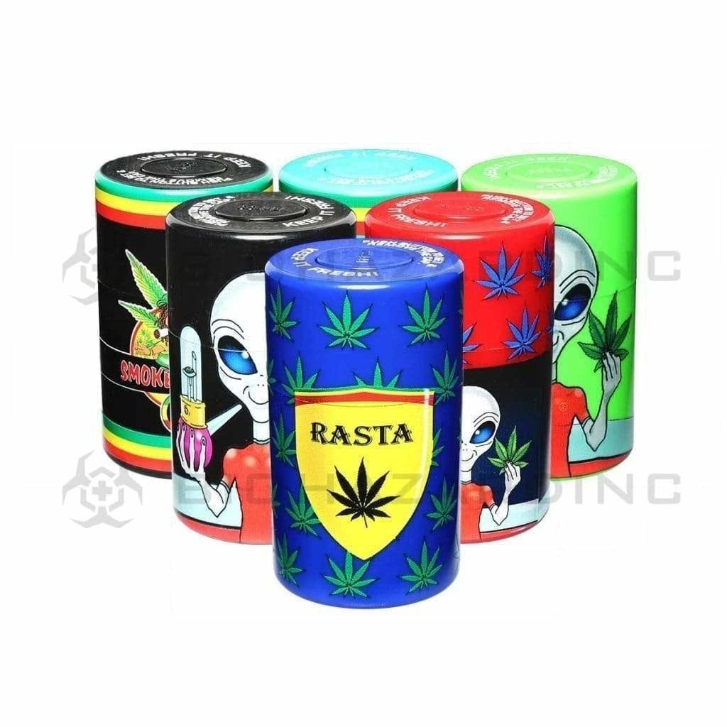 Biohazard Inc Flower Storage Assorted Rasta Alien Airtight Plastic Safe Can 6pcs