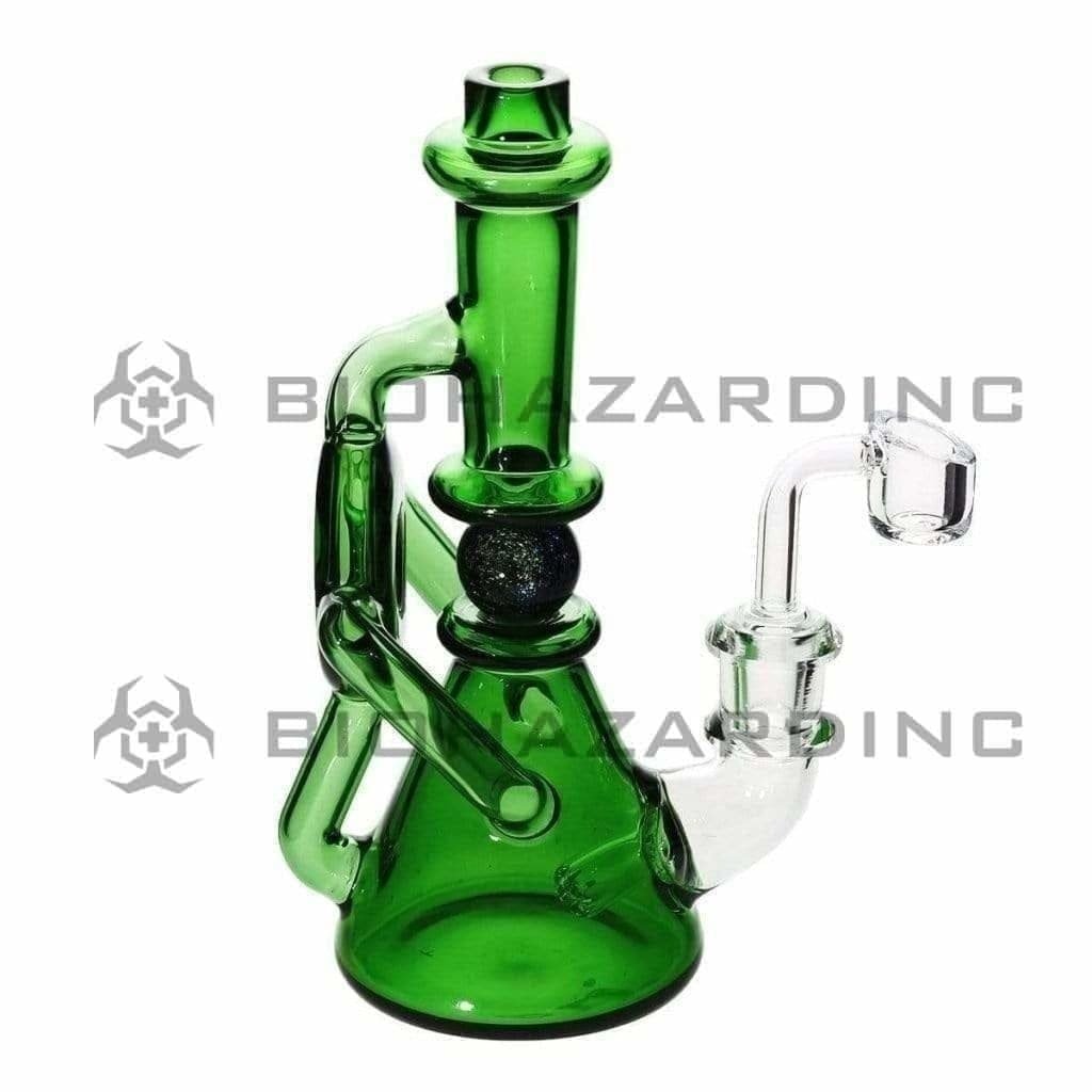 Biohazard Inc Glass Dab Rig Ball Spindle Recycler Banger Hanger Beaker w/ Banger - Green