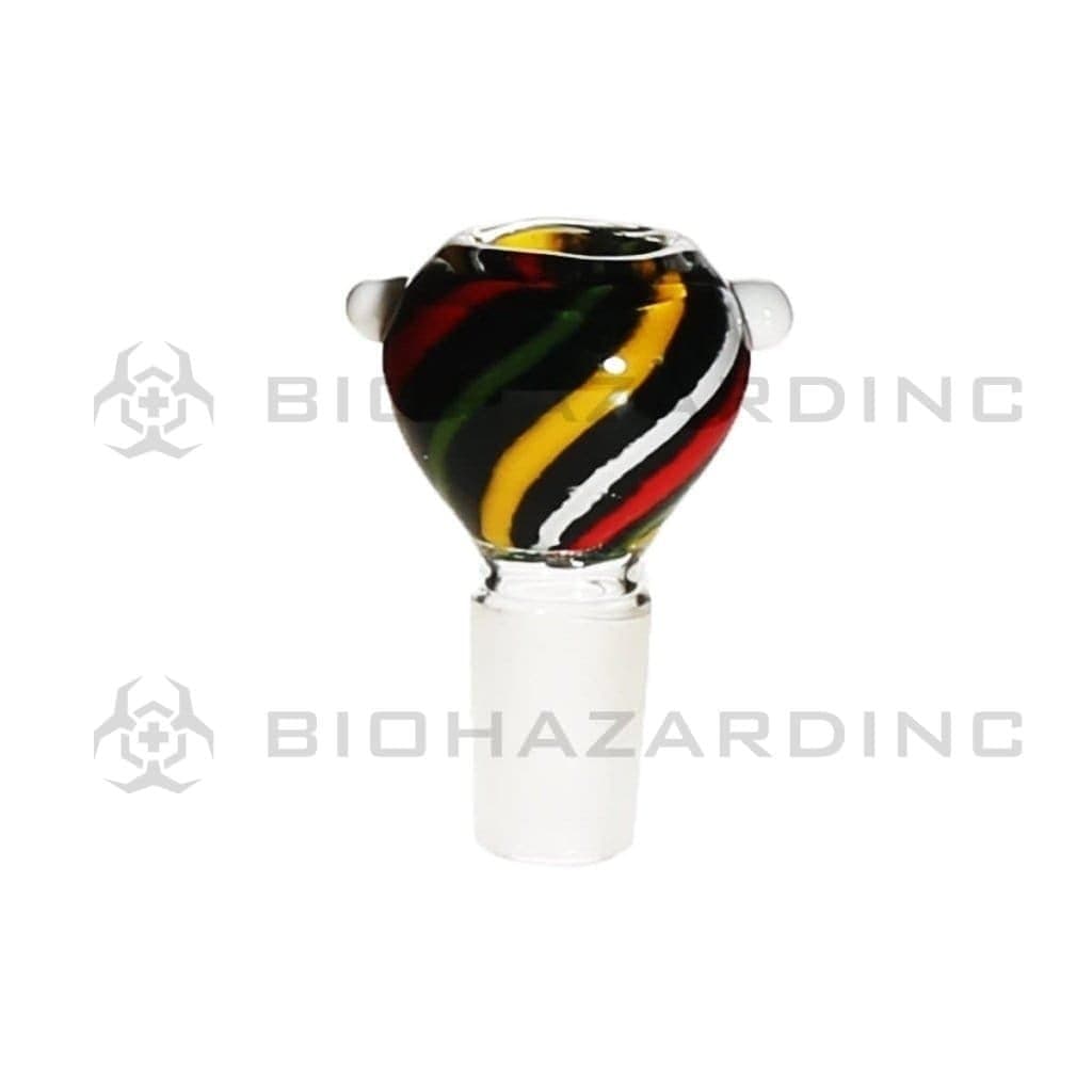 Biohazard Inc 19mm Bowl 19mm Rasta Swirl Black Bowl