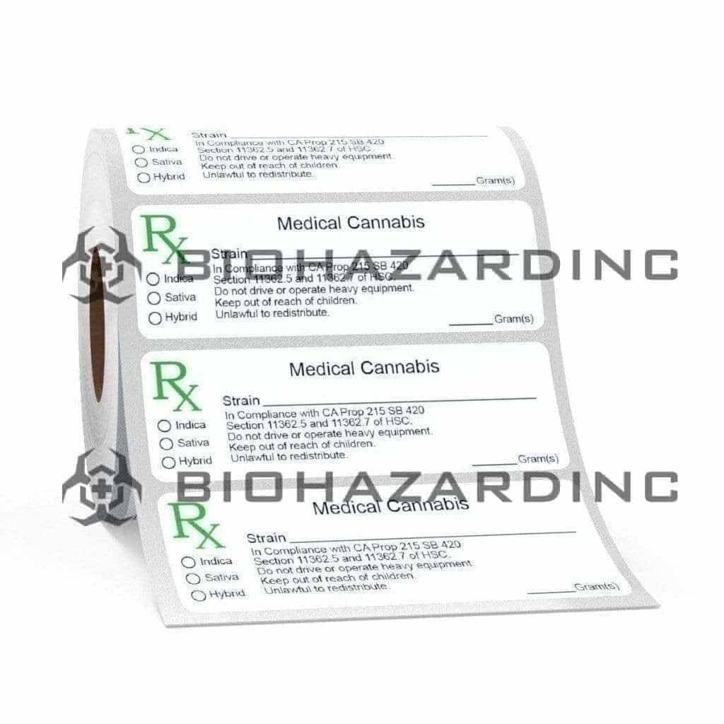Biohazard Inc Compliance Labels Medical Marijuana Labels - California Compliant - 1000 Count