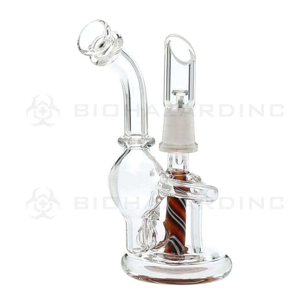 Biohazard Inc Glass Dab Rig 4" Micro Orb Recycler Dab Rig 10mm - Blue Reversal