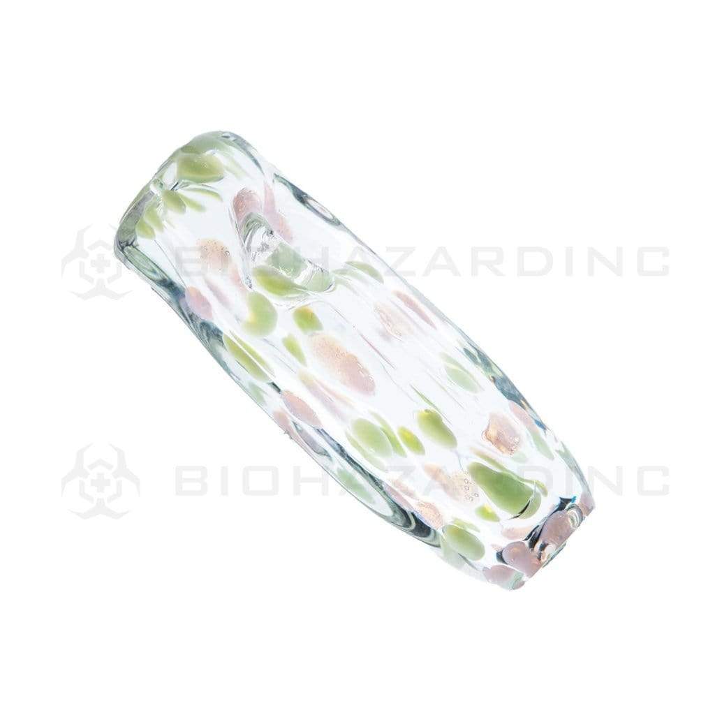 Biohazard Inc Glass Hand Pipe 3" Brick Hand Pipe w/ Dot Art - Assorted Neon