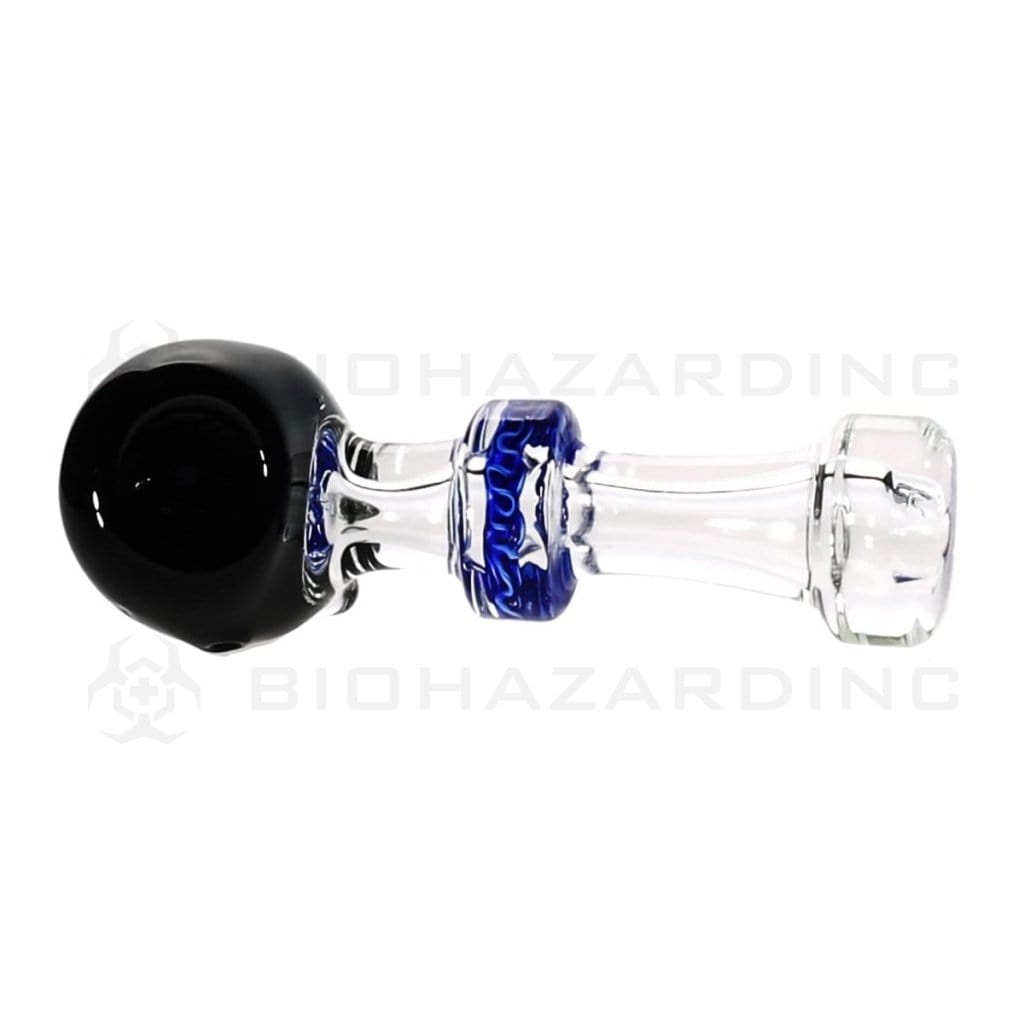 Biohazard Inc Glass Hand Pipe 5" Heavy Black Head Bulge Hand Pipe