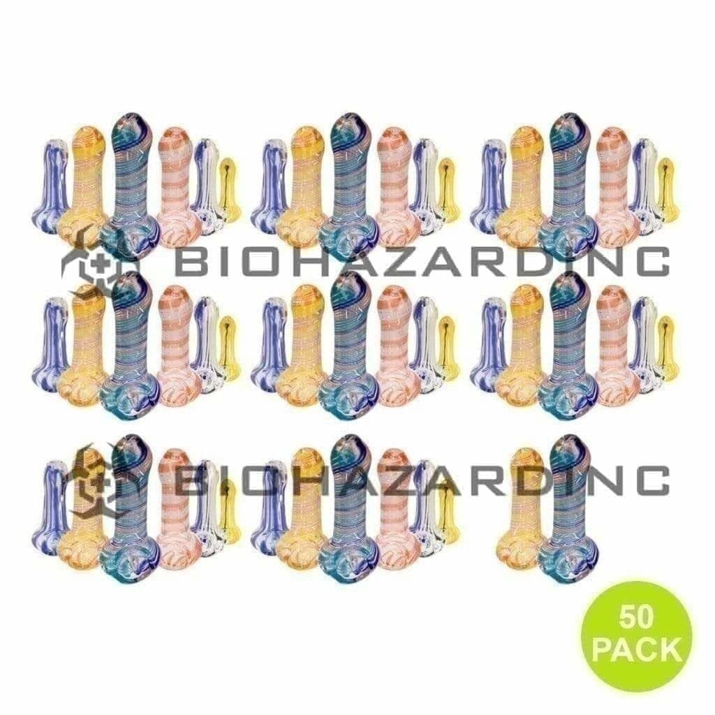 Biohazard Inc Glass Hand Pipe Candy Cane Multi Colored Hand Pipes 2-3" - 50 Count