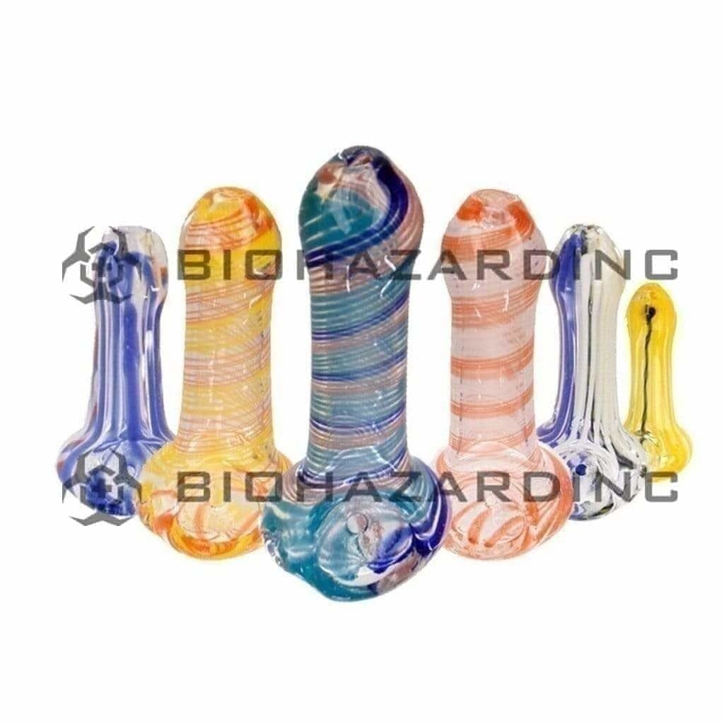 Biohazard Inc Glass Hand Pipe Candy Cane Multi Colored Hand Pipes 2-3" - 50 Count