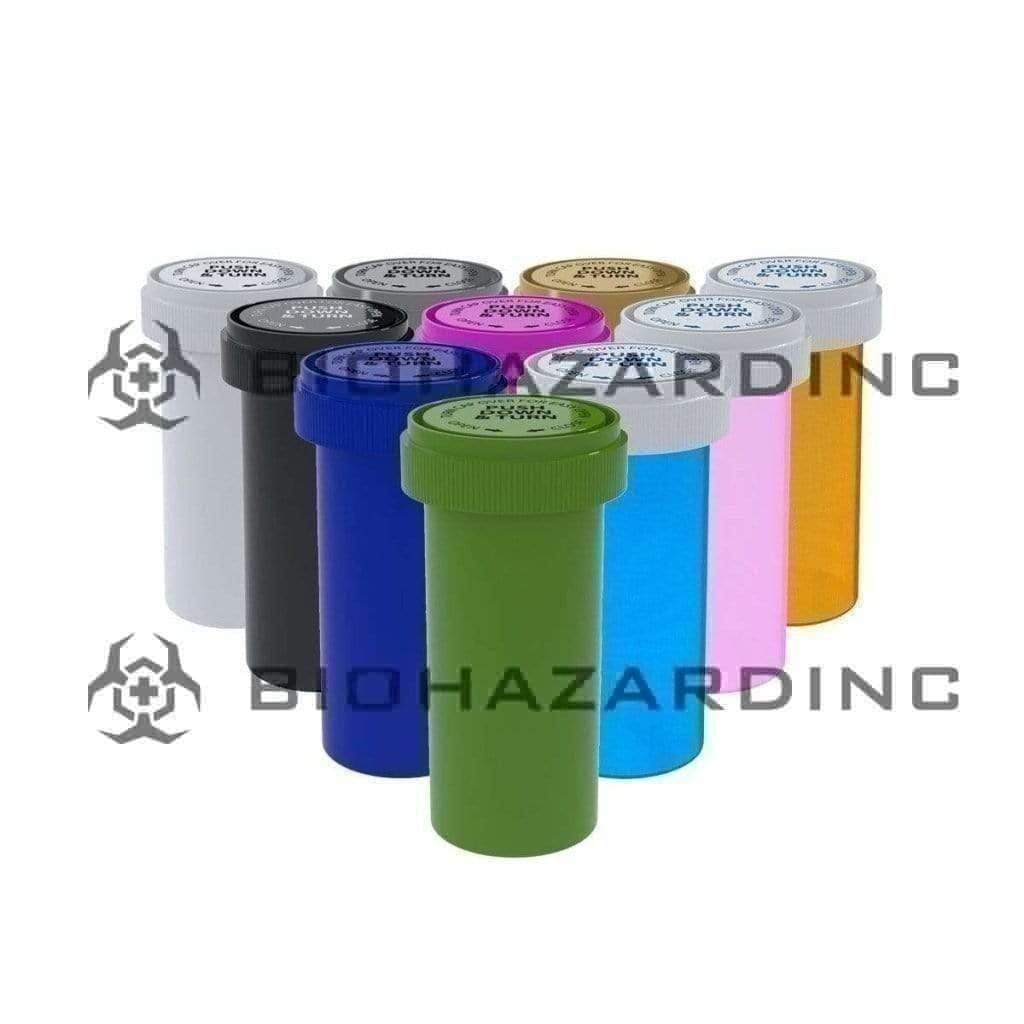 Biohazard Inc Reversible Cap Vial 40 Dram- Reversible Vial 150 Count - Mix