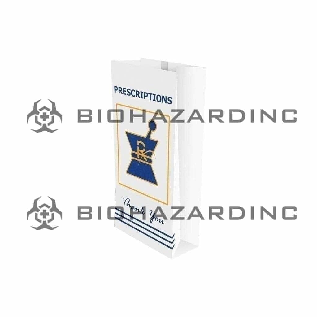 Biohazard Inc RX Bag Medium Pharmacy White RX Exit Bags- 1000 Count