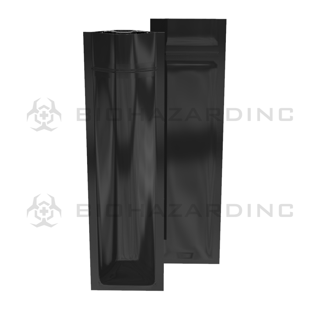 Biohazard Inc Mylar Bag Black Mylar Bags for Pre-Roll/Syringe 2.5in x 9in - 3.5g - 100 Count (Tamper Evident)