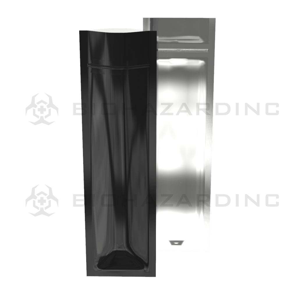 Biohazard Inc Mylar Bag Black Vista Mylar Bags for Pre-Roll/Syringe 2.5in x 9in - 3.5g - 100 Count (Tamper Evident)