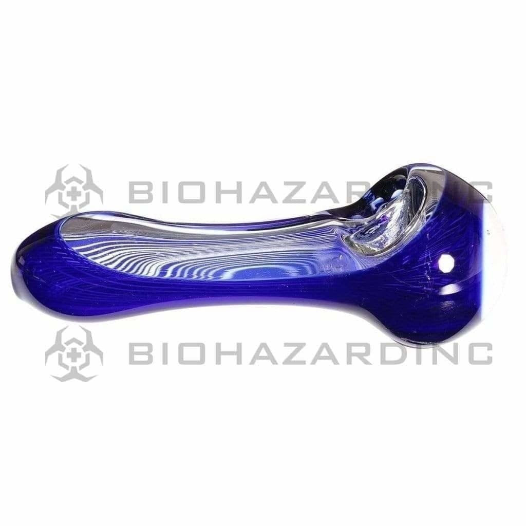 Biohazard Inc Glass Hand Pipe Blue And Clear Hand Pipe