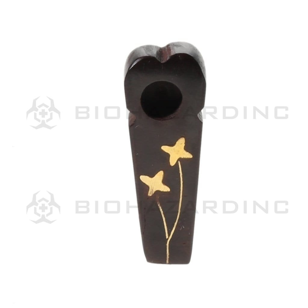 Biohazard Inc Wood Hand Pipe Brass Inlay Wood Pipe
