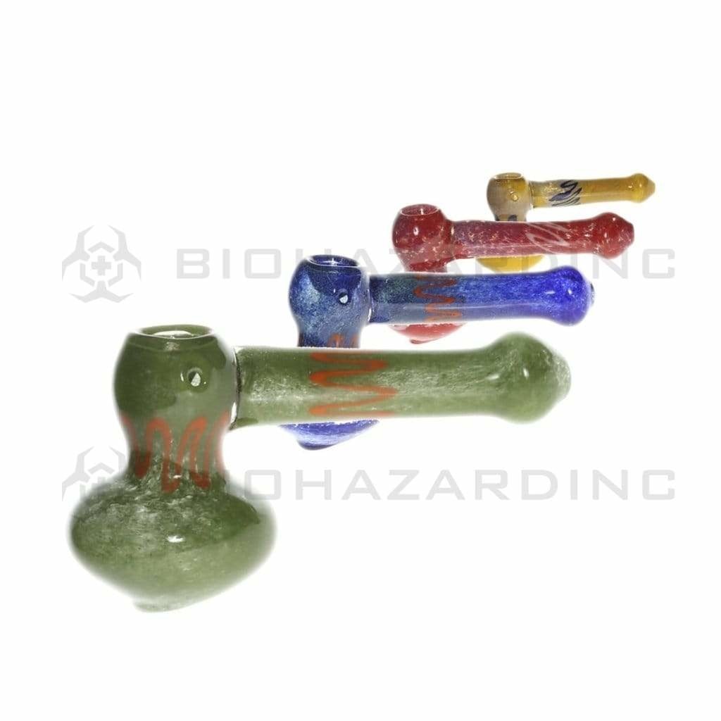 Biohazard Inc Glass Bubbler Bubbler Medium 6"-7" Single Diffused Hammer Straight Frit 4 pack
