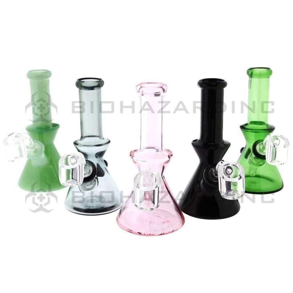 Biohazard Inc Glass Dab Rig Colored Beaker w/Marble Assorted Colors Bowl + Banger - 1 Count
