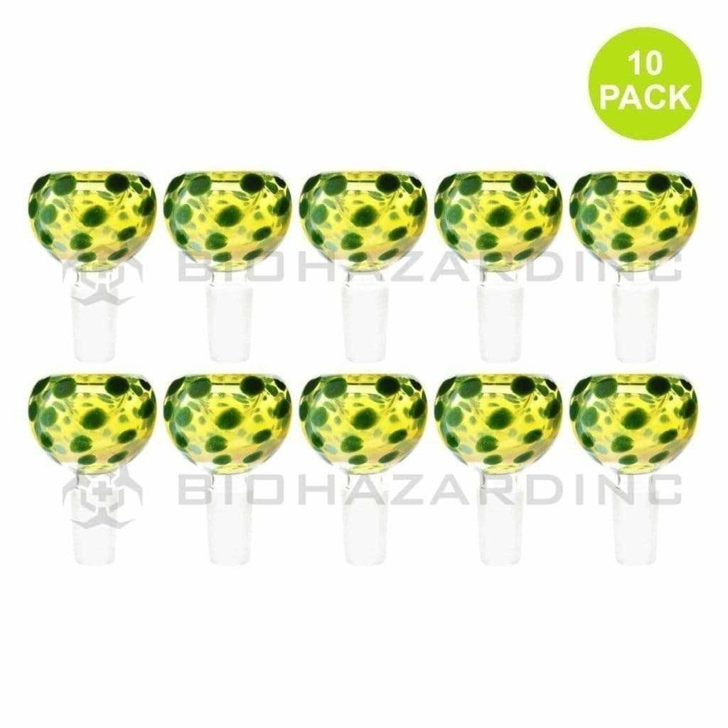 Biohazard Inc 14mm Bowl Colored Dots with Fumed Bowl 14mm - 10 Count