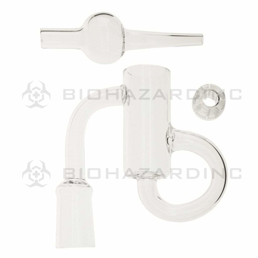 Biohazard Inc Loop Banger Diamond Knot Loop Quartz Banger w/ Carb Cap - 14mm Female - Clear