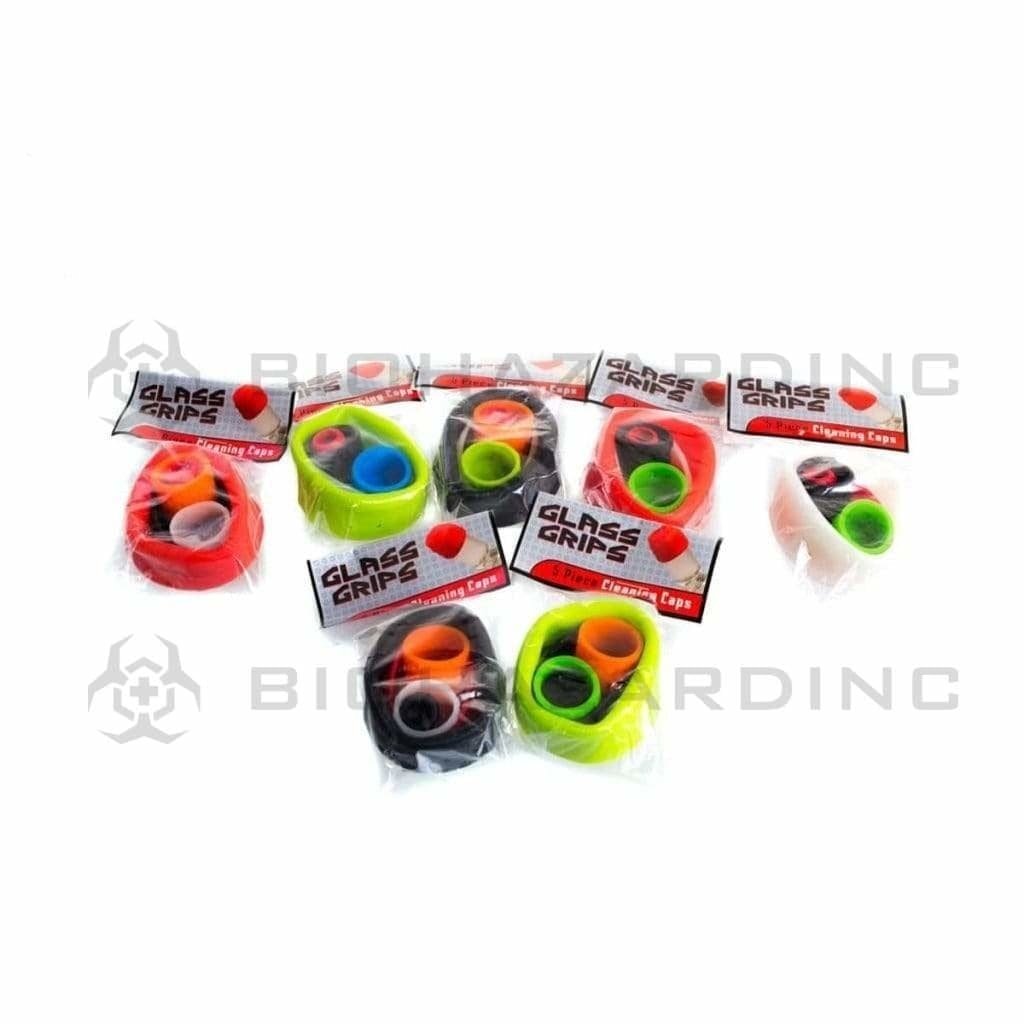 Biohazard Inc Cleaning Accessory Glass Grips 5 Piece Cleaning Caps - Assorted Colors