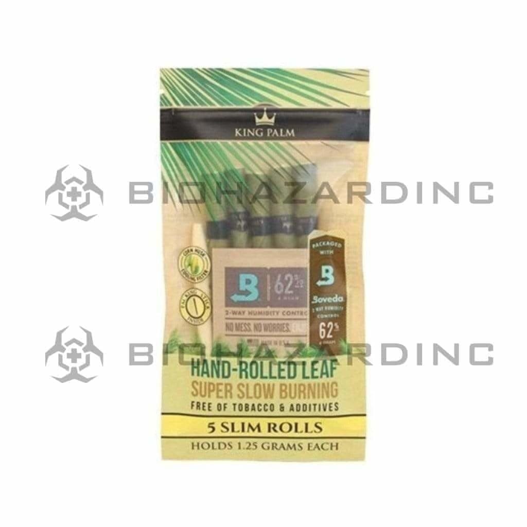 Biohazard Inc Palm Pre Rolled Wraps King Palm 5 Pack SLIM -15 Packs