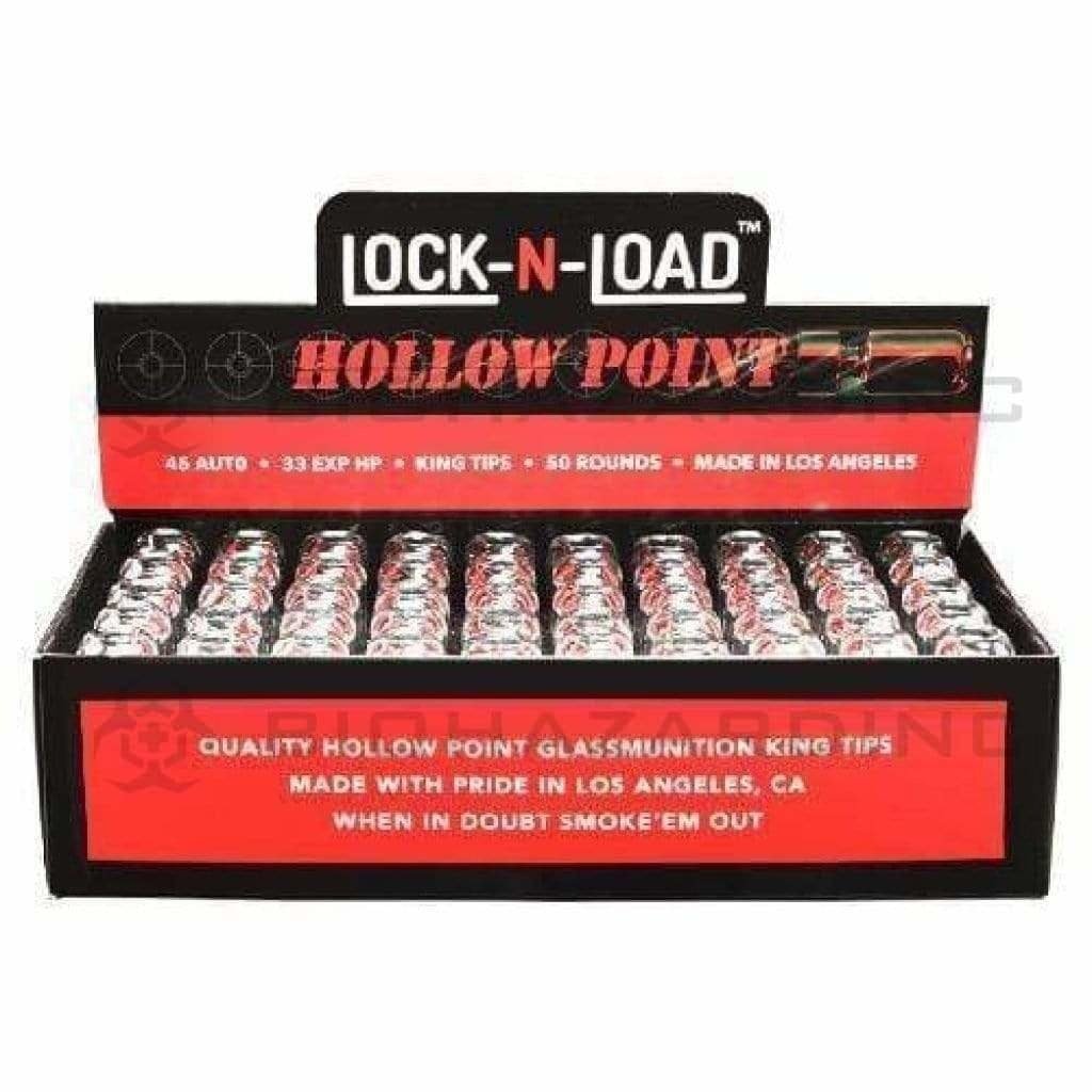 Biohazard Inc Glass Tips Lock-N-Load 9mm Chillums (48 Count) & .45 Ammo Bullet Glass Tips (50 Count)