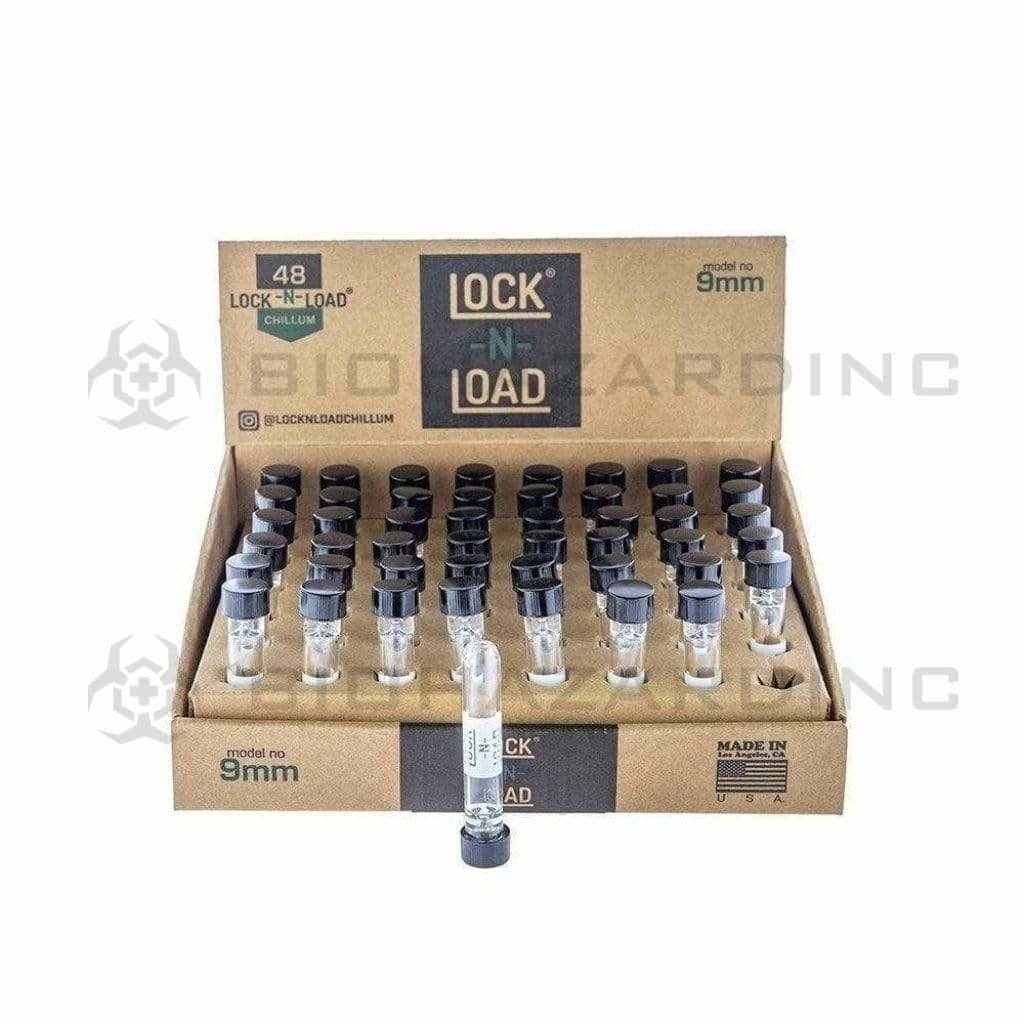 Biohazard Inc Glass Tips Lock-N-Load 9mm Chillums (48 Count) & .45 Ammo Bullet Glass Tips (50 Count)