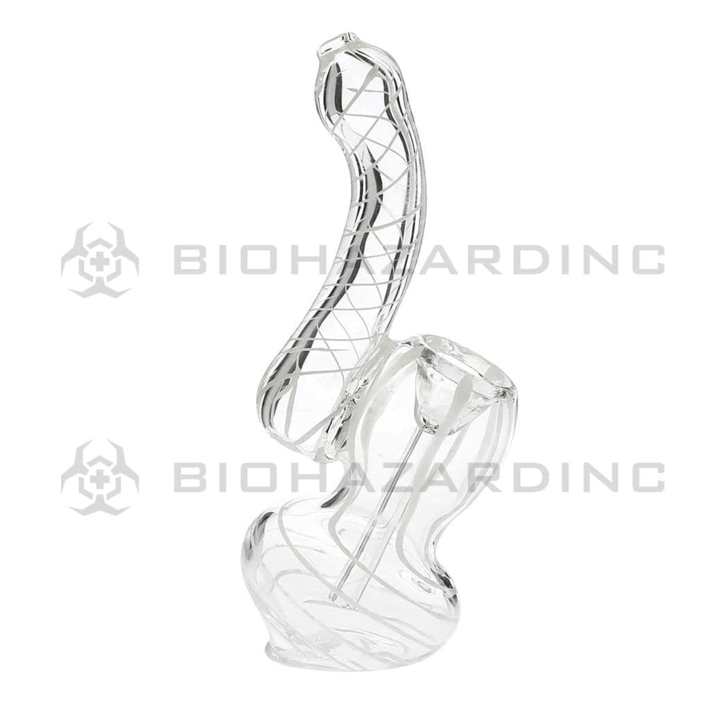 Biohazard Inc Glass Bubbler Medium Bubbler w/ White Color Swirl 5 pack