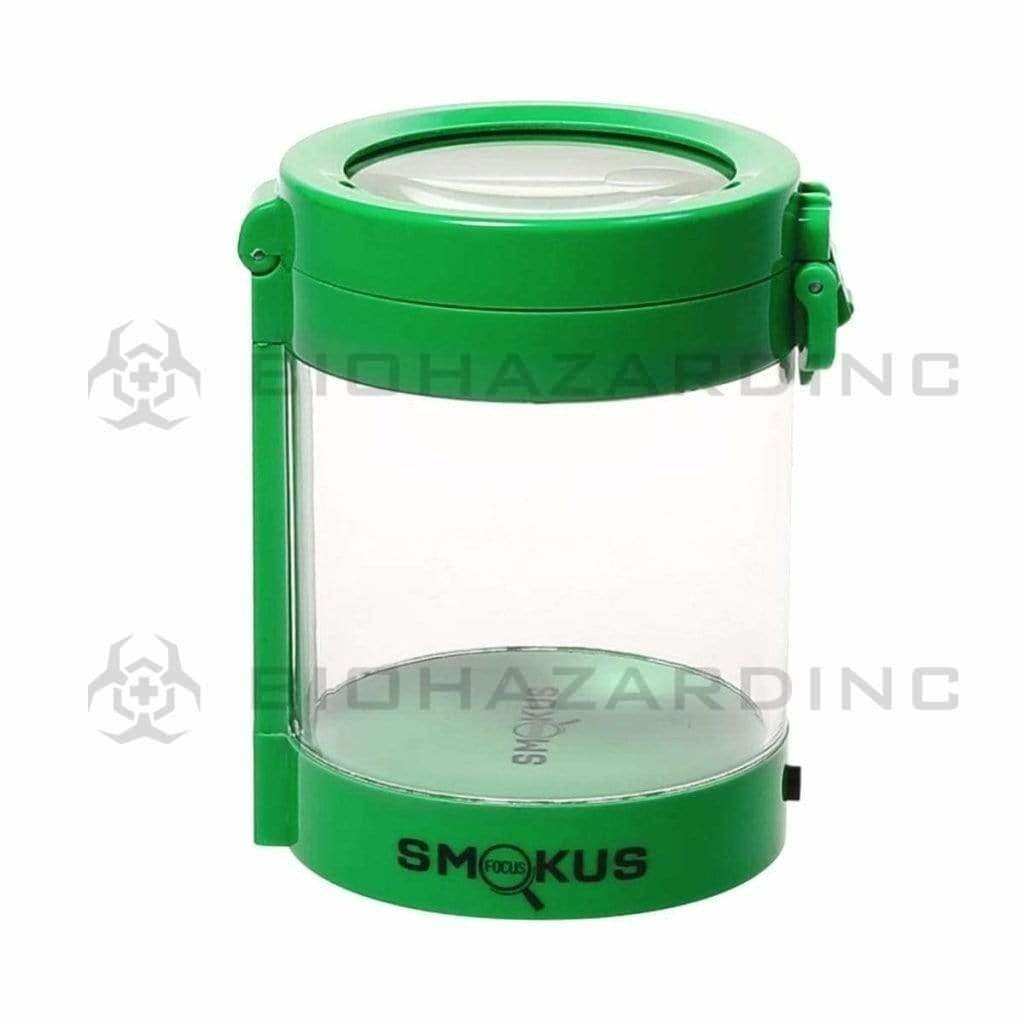 Smokus Focus Flower Storage Middleman Magnifying LED Jar - Green