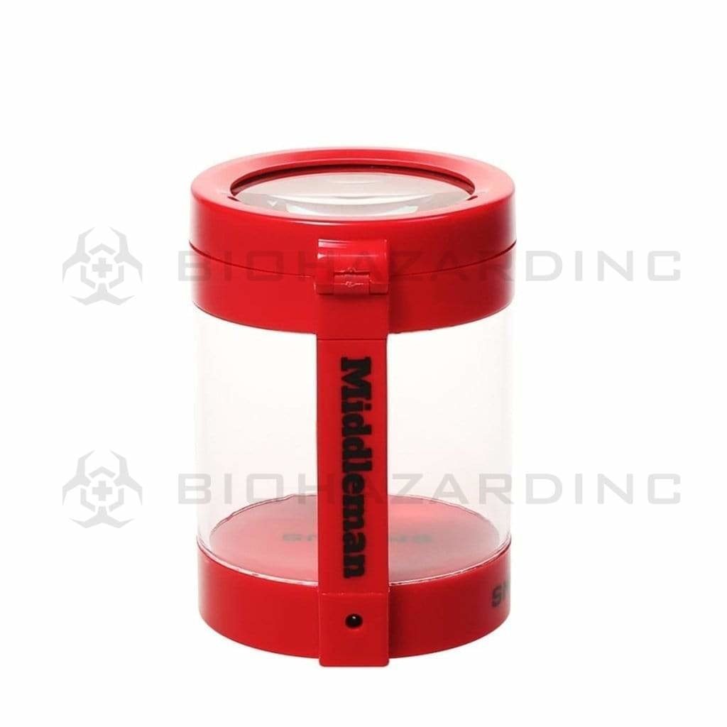 Smokus Focus Flower Storage Middleman Magnifying LED Jar - Red