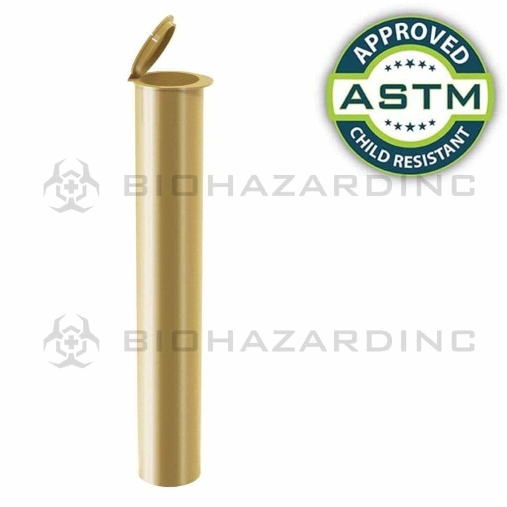 Biohazard Inc Child Resistant Joint Tube Opaque Gold 116mm CR Cone Tube - 1000 Count