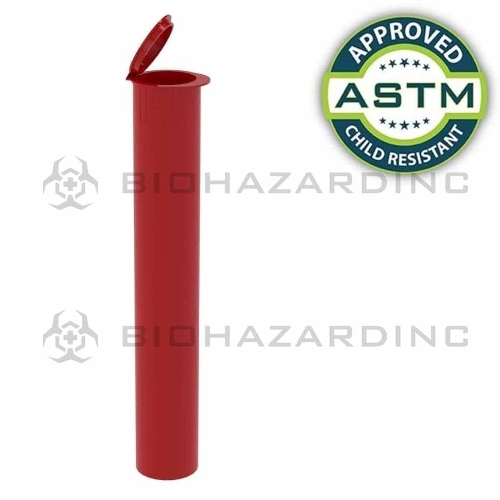 Biohazard Inc Child Resistant Joint Tube Opaque Red 116mm CR Cone Tube - 1000 Count