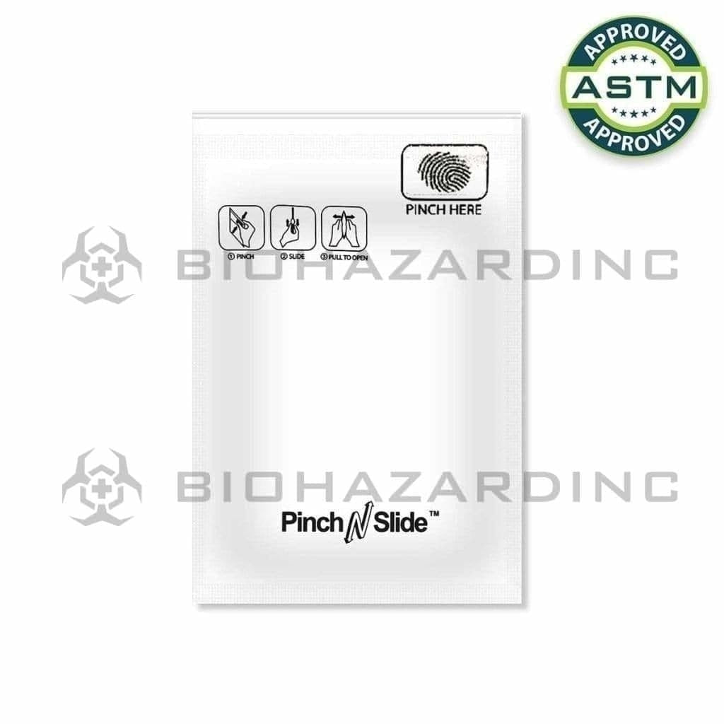 Pinch N Slide Child Resistant Mylar Bag "Pinch N Slide" White Mylar Bags 3.5in x 5in - 3.5g - 250 Count (Child Resistant & Tamper Evident)