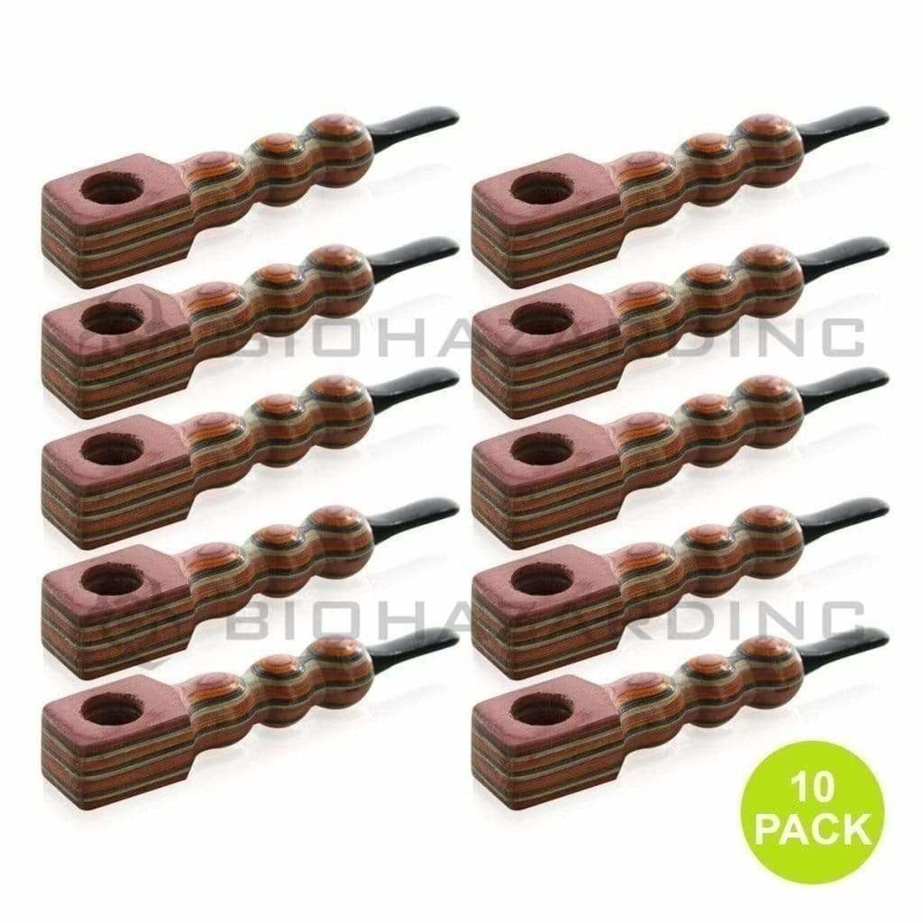 Biohazard Inc Wood Hand Pipe Pipe Wood Design Rasta Style 2 (10 pack)