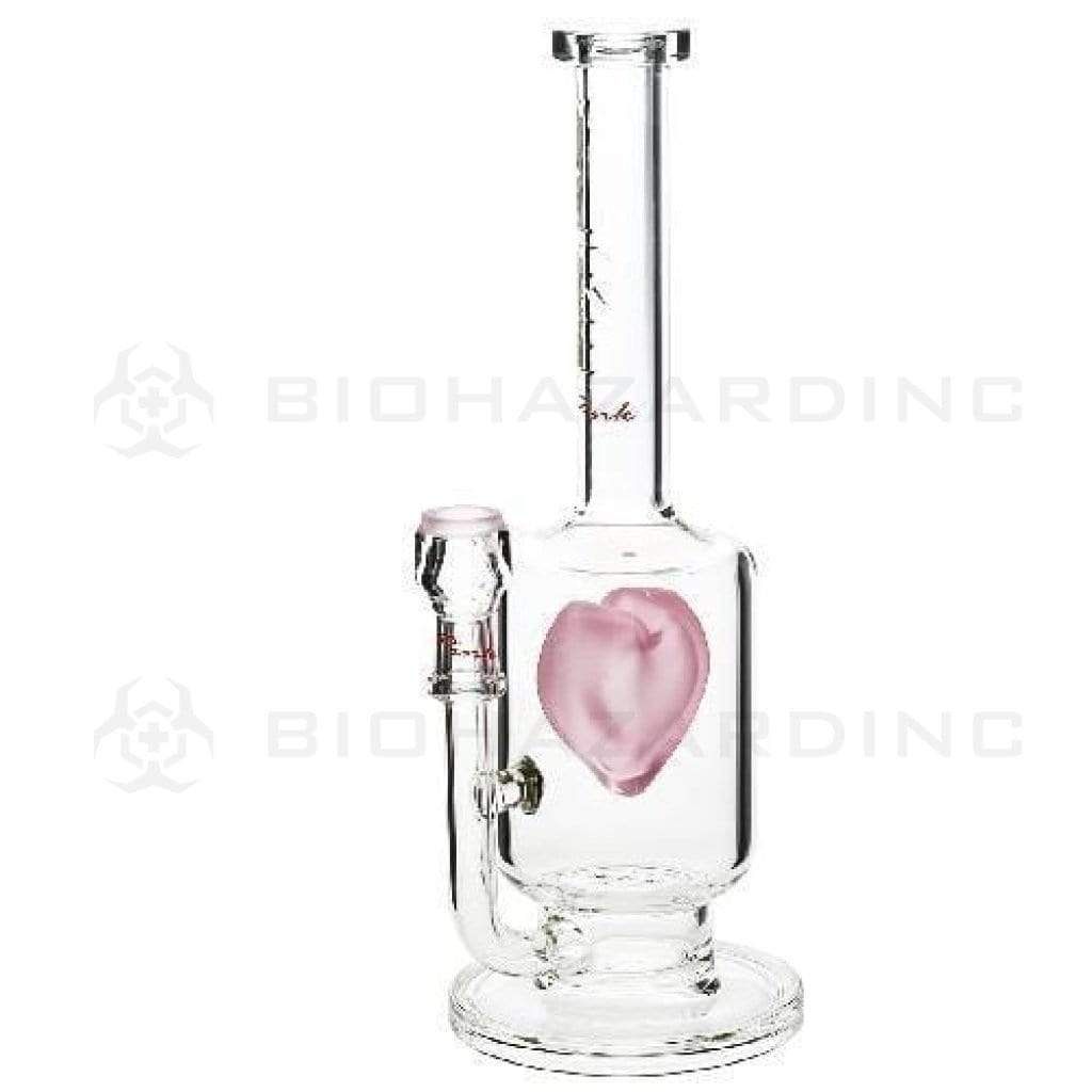Pure Glass Glass Bong Pure Glass Surfrider 11" 26mm-75mm 5 Holes Disk / Heart Splashguard - Pink