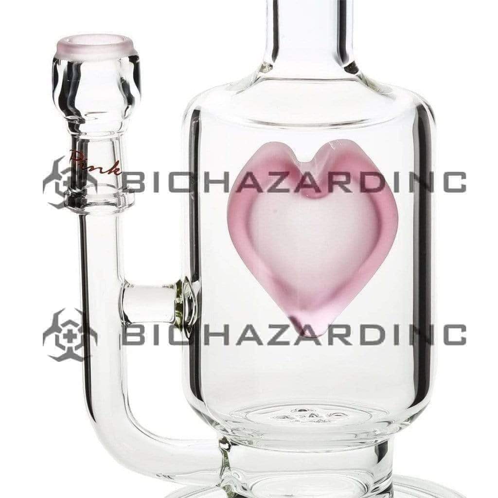 Pure Glass Glass Bong Pure Glass Surfrider 11" 26mm-75mm 5 Holes Disk / Heart Splashguard - Pink