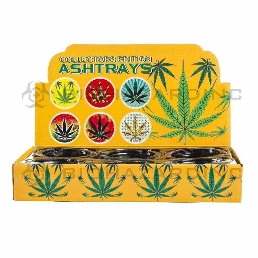 Biohazard Inc Ashtray Rasta Leaf Glass Ashtrays - 6 Count