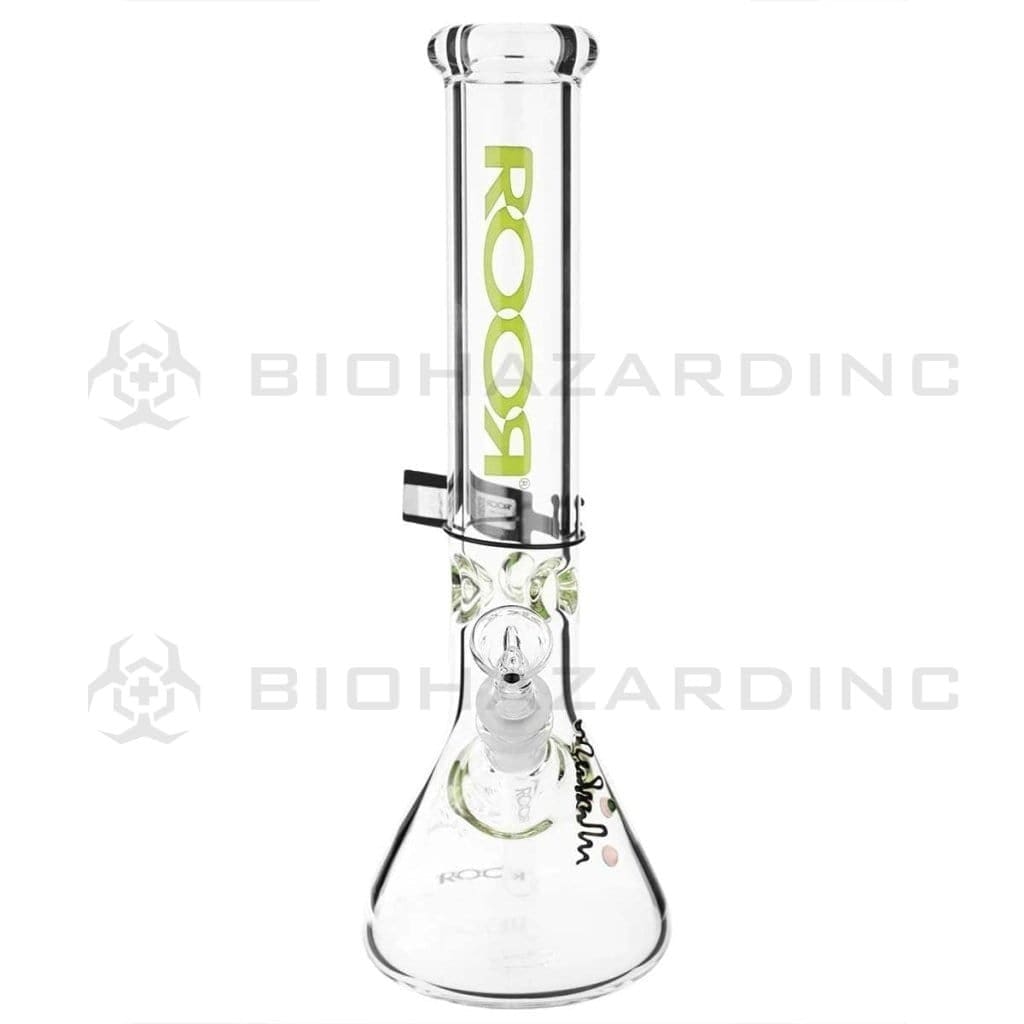 Roor Glass Bong 14" ROOR 50mm x 7mm Beaker Waterpipe - Neon Green Logo