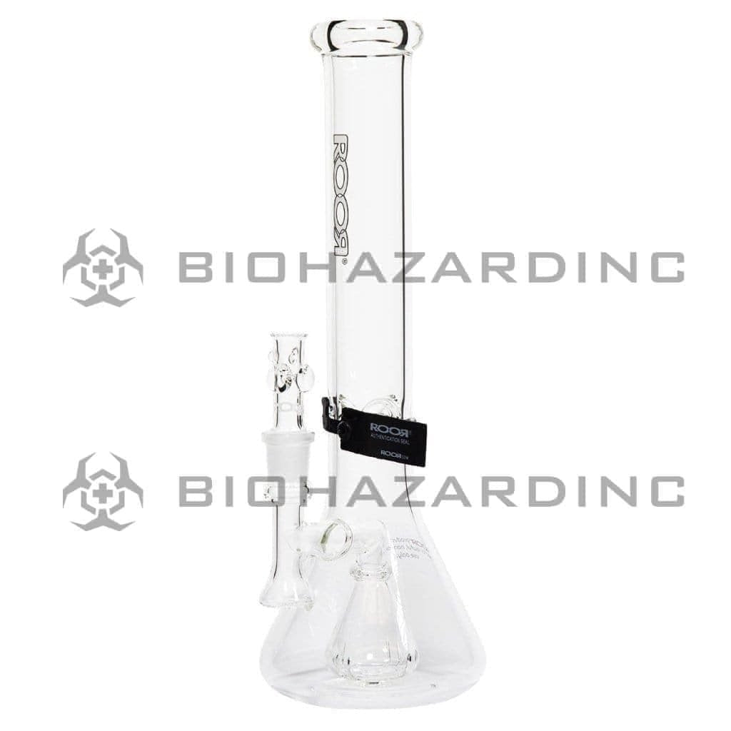 Roor Glass Bong ROOR Tech 14" 45mm Mini Fixed Beaker - White & Black Logo