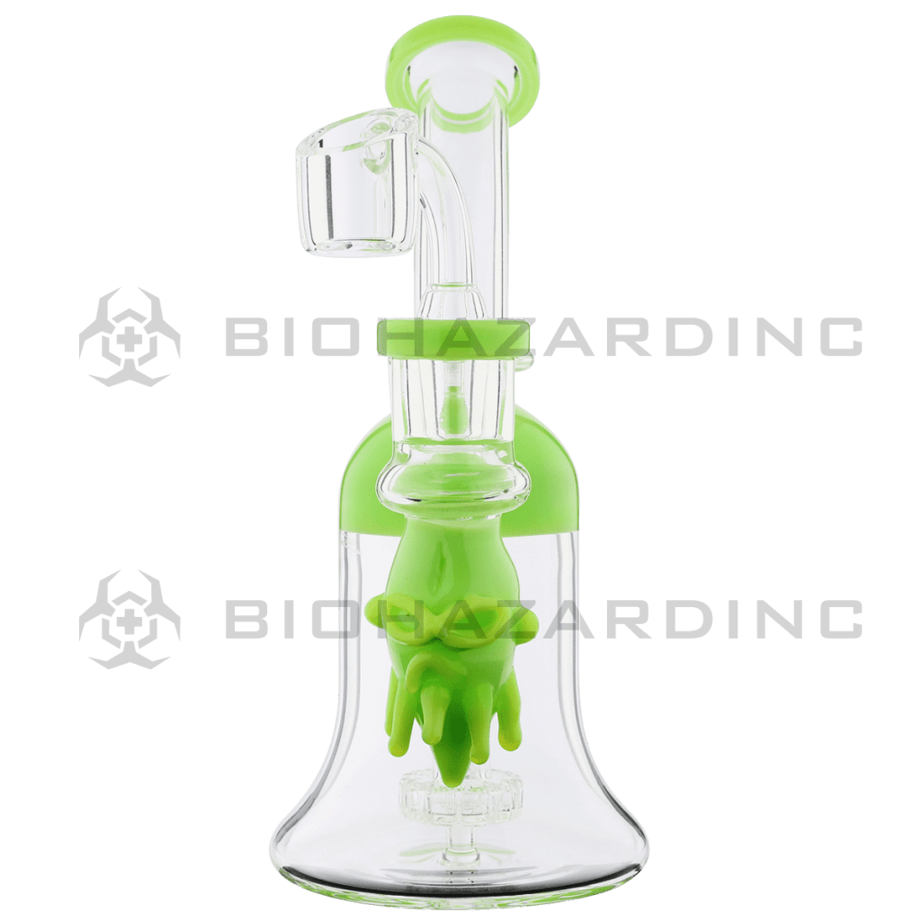 Biohazard Inc Glass Dab Rig Water Pipe 7.5" Rig Face Showerhead Green
