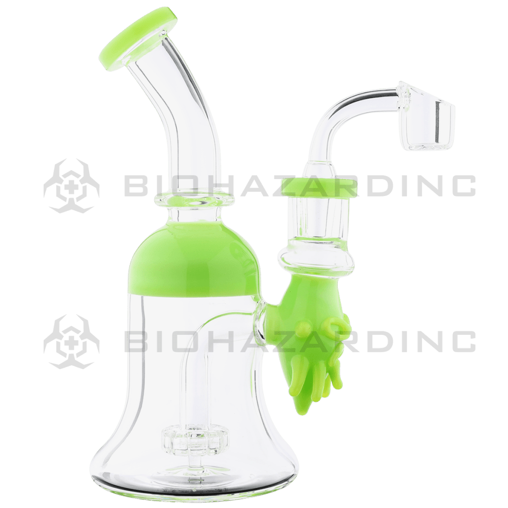 Biohazard Inc Glass Dab Rig Water Pipe 7.5" Rig Face Showerhead Green