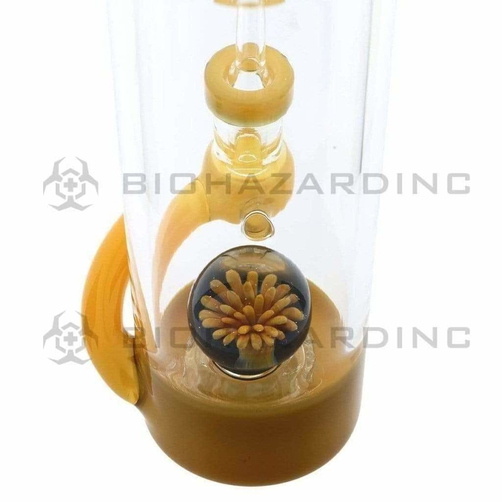 Biohazard Inc Glass Dab Rig Water Pipe 7" Bottle Rig Marble Showerhead Yellow Jade