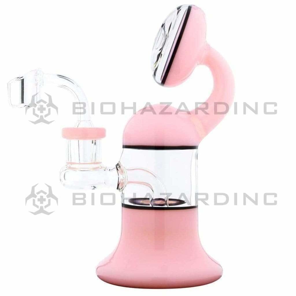Biohazard Inc Glass Dab Rig Water Pipe 7" Rig Bent Neck Pink